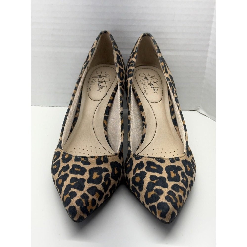 LifeStride Sevyn Leopard Print Kitten Heel Pumps Pointed Toe Women's 6.5M EUC